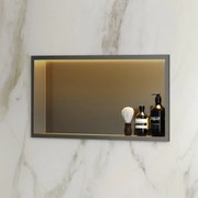 Saniclear Lucio inbouwnis met LED verlichting 60x30cm verouderd ijzer - gunmetal