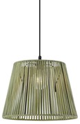 Buiten hanglamp zwart met groene kap van touw IP44 - Cava Jayla