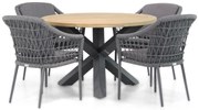 Tuinset Ronde Tuintafel 4 personen 120 cm Rope Grijs Coco Dalice/Rockville