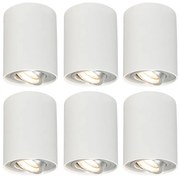 Set van 6 Spot / Opbouwspot / Plafondspots wit draai- en kantelbaar - Rondoo up Modern GU10 Binnenverlichting Lamp