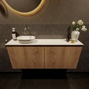 Mondiaz Fowy toiletmeubel 120cm washed oak met witte waskom links zonder kraangat