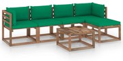 vidaXL 8-delige Loungeset met groene kussens