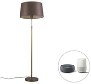 Smart vloerlamp met dimmer brons met bruine kap 45 cm incl. Wifi A60 - Parte Modern, Design E27 rond Binnenverlichting Lamp