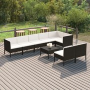 vidaXL 9-delige Loungeset met kussens poly rattan zwart