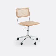 Bureaustoel in rotan riet met wieltjes, Cedak