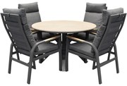 Quincy Kota dining tuinset 120xH75 cm rond 5 delig verstelbaar polywood