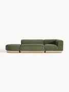 Modulaire chaise longue Natalie van teddy-bouclé met poef (links/rechts)