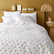 Bedset van 50% gerecycled katoenen met vierkant kussensloop Scacco caramel