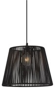 Buiten hanglamp zwart met zwarte kap van touw IP44 - Cava Jayla
