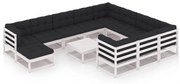 vidaXL 12-delige Loungeset met kussens massief grenenhout wit