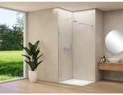 Van Rijn Products ST01 vaste wand - 88x200cm - helder glas - - dikte 8mm - stabilisatiestang - muurklemmen - RVS ST0150090HEBNK