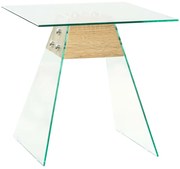 vidaXL Bijzettafel 45x45x45 cm MDF en glas eikenkleur