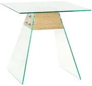 vidaXL Bijzettafel 45x45x45 cm MDF en glas eikenkleur