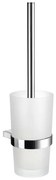 Smedbo Air WC-borstelgarnituur - 11.9x38cm - ophangen - Massief messing Chroom/Mat glas AK333