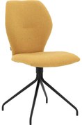 Goossens Eetkamerstoel Hera geel stof leuning, modern design