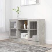 vidaXL Vitrinekast 120x30,5x70 cm spaanplaat betongrijs