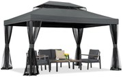 Antraciet tuinpaviljoen met klamboe Valencia 3x4 m Tuinpunt