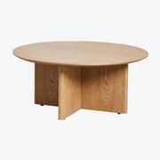 Ronde Salontafel Ø80 Cm In Mdf Saonara Natuurlijk - Sklum