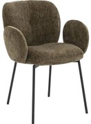 Goossens Basic Eetkamerstoel Eller groen stof met armleuning, modern design