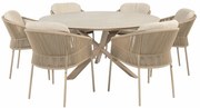 Taste by 4 Seasons Florence tuinset latte met Prado tafel met keramisch blad Ø 160 cm Tuinset beige weerbestendig