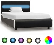 vidaXL Bedframe met LED kunstleer zwart 90x200 cm