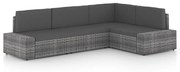 vidaXL 4-delige Loungeset met kussens poly rattan grijs