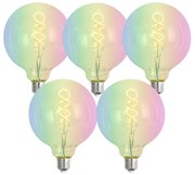 Set van 5 Smart E27 dimbare LED lampen G125 helder RGBW 4W 250 lm 2700K