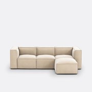 Modulaire bank, 3-zit en poef, vintage fluweel Seven
