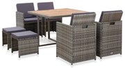 vidaXL 9-delige Tuinset poly rattan en acaciahout antraciet