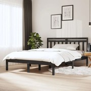 vidaXL Bedframe massief hout grijs 135x190 cm 4FT6 Double