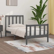 vidaXL Bedframe massief hout grijs 75x190 cm 2FT6 Small Single