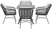 Garden Impressions Lucas tuinset zwart 5-delig - Rimini tuintafel 80x80 cm