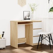 vidaXL Bureau 90x45x76 cm spaanplaat wit en sonoma eikenkleurig