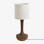 Mangohouten Tafellamp Sintra Donker Handvat Hout & Wit Ø30 Cm - ↑30 Cm Arlina - Sklum