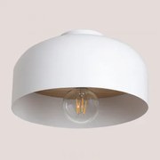 Plafondlamp Van Ijzer En Grenenhout Biernis Wit - Sklum