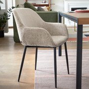 Kave Home Konna Eetkamerstoel Chenille Beige