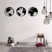 Homemania Wanddecoratie World 140x41 cm staal zwart