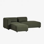 Modulaire Hoekbank Van 2 Delen Met Rechter Chaise Longue En Poef Fogler Chenille Groen – Salie - Sklum