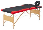 vidaXL Massagetafel inklapbaar 2 zones hout zwart en rood