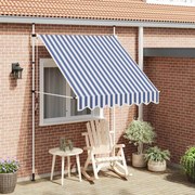 vidaXL Luifel handmatig uittrekbaar 200 cm blauw en witte strepen