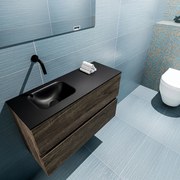 Mondiaz Ada 80cm toiletmeubel dark brown met wastafel urban links zonder kraangat