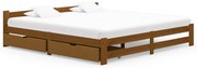 vidaXL Bedframe met 2 lades massief grenenhout honingbruin 200x200 cm