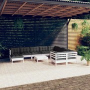 vidaXL 11-delige Loungeset met kussens grenenhout wit