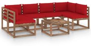 vidaXL 7-delige Loungeset pallet met kussens geïmpregneerd grenenhout