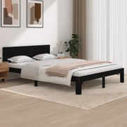 vidaXL Bedframe massief grenenhout zwart 140x200 cm