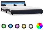 vidaXL Bedframe met LED kunstleer zwart en wit 140x200 cm