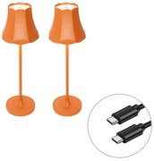 Buitenlamp met dimmer LED Set van 2 Retro tafellamp met dimmeren oranje oplaadbaar IP44 - Granny Retro IP44 Buitenverlichting Lamp