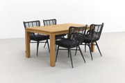 Jasmine Black/Rome 4-persoons dining tuinset 170x100 cm. - Brown teak