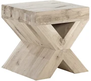 Goossens Bijzettafel Cruzado, hout eiken onbewerkt, stijlvol landelijk, 50 x 50 x 47 cm