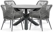 Tuinset Ronde Tuintafel 4 personen 130 cm Aluminium/wicker Grijs Lifestyle Garden Furniture Advance/Orino